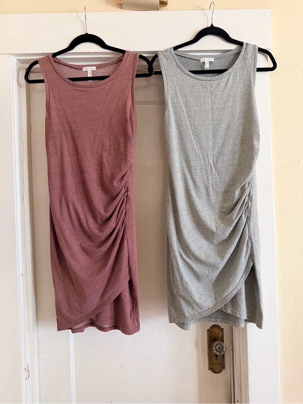 Leith Ruched Tank Dresses Size M Lot of 2 Gray & Dusty Rose